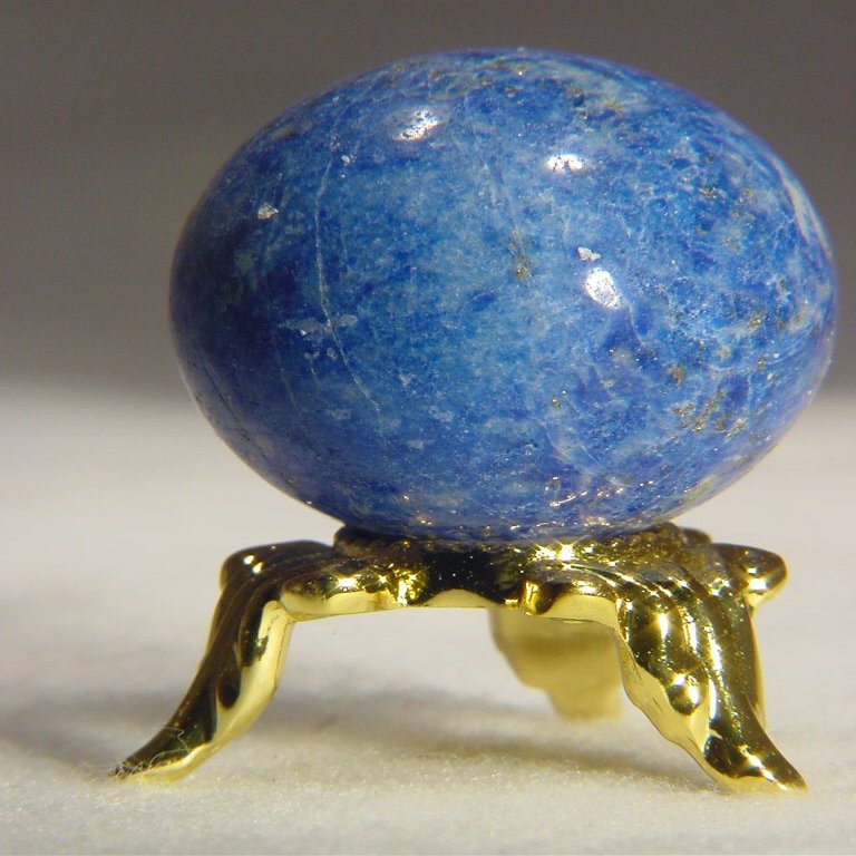 19mm Natural Afghanistan Lapis Lazuli Sphere Lapidary with Gold Tone Stand