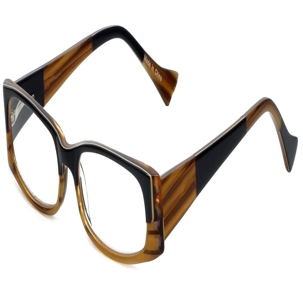 Calabria 851 Designer Reading Glasses +4.50 Honey Brown Pearl Women's Trendy Fashion Readers Stylish Eyeglasses w/Hard Case