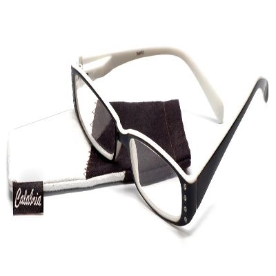 Calabria 727S Dazzles Designer Reading Glasses w/Matching Case in Black +1.75