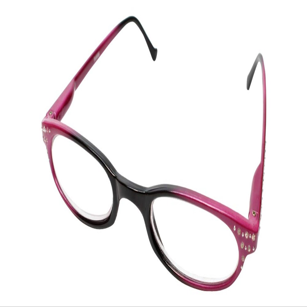 Calabria 833 Dazzles Crystal Bling Reading Glasses +1.50 Violet Purple Black Women Readers Eyeglasses w/Hard Case