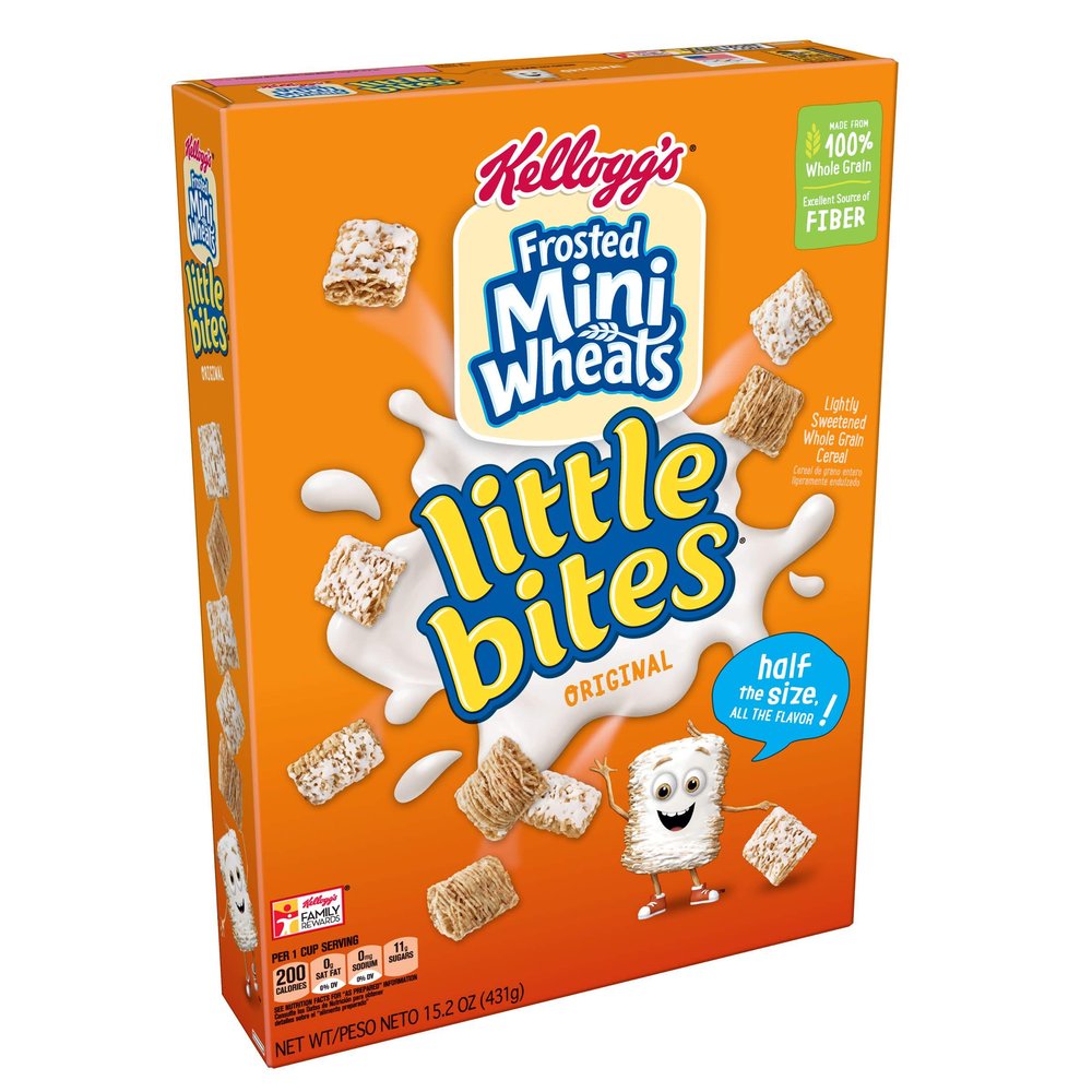 Kellogg's Breakfast Cereal, Frosted Mini-Wheats, Little Bites, Original, Low Fat, Excellent Source of Fiber, 15.2 oz Box