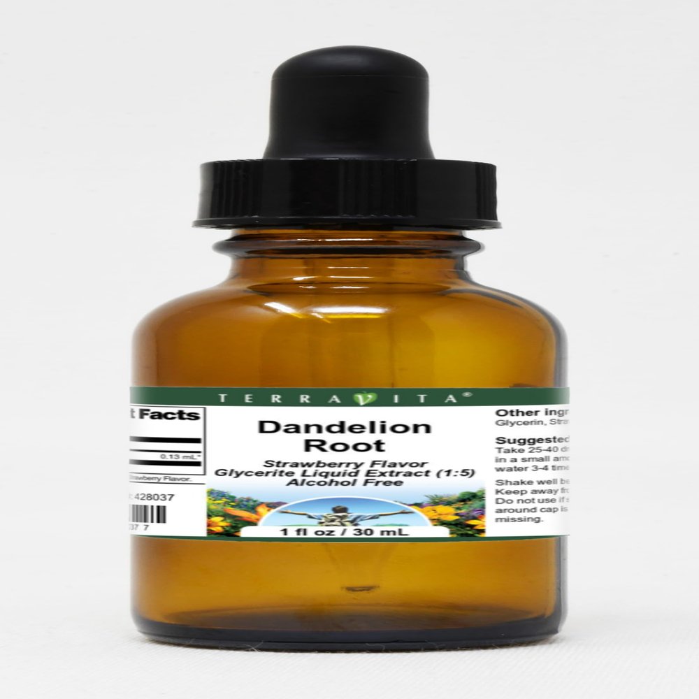 Dandelion Root - Glycerite Liquid Extract (1:5) - Strawberry Flavored (1 fl oz, ZIN: 428037)