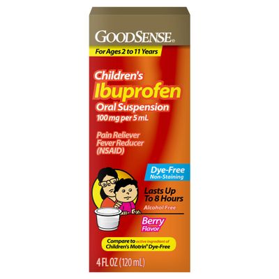 GoodSense Children's Ibuprofen Oral Suspension, 100 mg per 5 mL, Pain Reliever & Fever Reducer, Berry Flavor