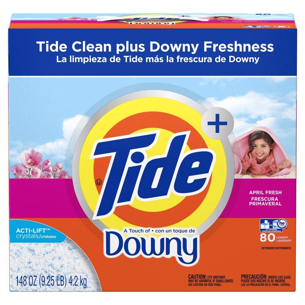 Tide Ultra Plus A Touch of Downy April Fresh Scent Powder Laundry Detergent, 80 Loads, 148 oz