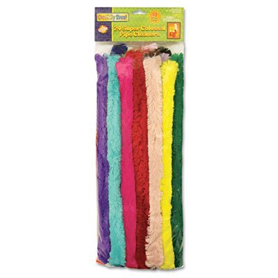 Super Colossal Pipe Cleaners, 18" x 1", Metal Wire, Polyester, Assorted, 24/Pack