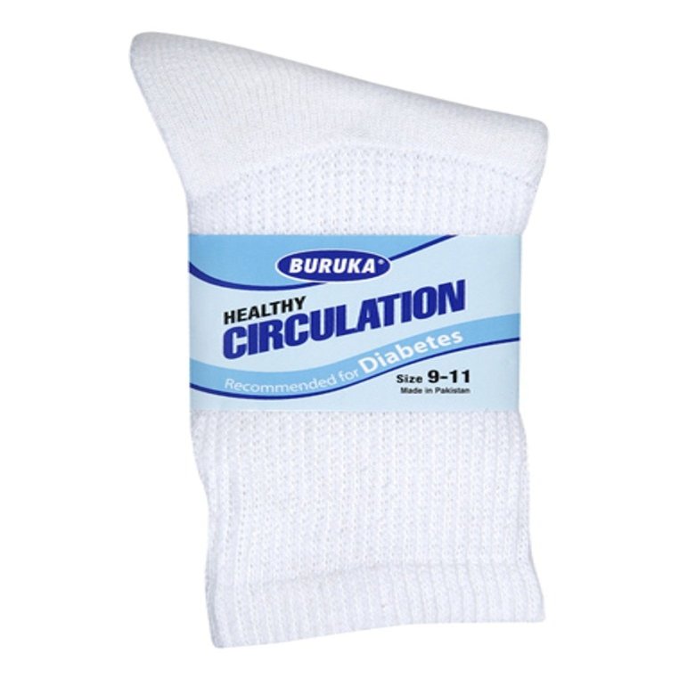 3 Pairs Men Healthy Circulation Diabetic Crew Socks (9-11 (Shoes sizes 8-10), White)