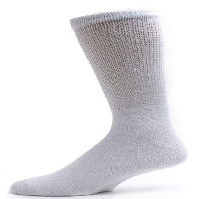 3 Pairs Men Healthy Circulation Diabetic Crew Socks (10-13(Shoes sizes 10-12), White)