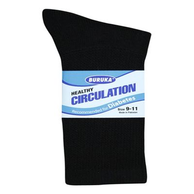 3 Pairs Men Healthy Circulation Diabetic Crew Socks (9-11 (Shoes sizes 8-10), Black)