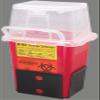 BD 305464 Multi-Use Nestable Sharps Collector with Pearl Regular Funnel Clear Top, 12-1/2" Width x 11-1/2" Height x 8-1/2" Depth, 14 Quart Capacity, Red Base/Natural Top (Case of 20) view 2