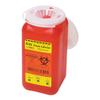 BD 305464 Multi-Use Nestable Sharps Collector with Pearl Regular Funnel Clear Top, 12-1/2" Width x 11-1/2" Height x 8-1/2" Depth, 14 Quart Capacity, Red Base/Natural Top (Case of 20) view 3