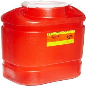 BD 305491 Multi-Use One-Piece Sharps Collector with Open Top, 10-1/2" Width x 18" Height x 7-1/2" Depth, 5 Gallon Capacity, Red (Case of 8)