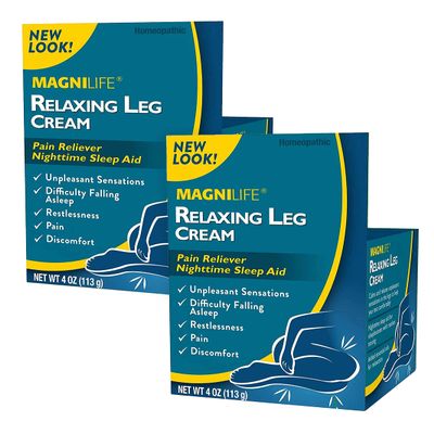 MagniLife Relaxing Leg Cream, Restless Legs, Deep Penetrating Topical for Pain, Naturally Soothe Cramping, Discomfort, and Tossing with Lavender and Magnesium - 2 Packs of 4oz