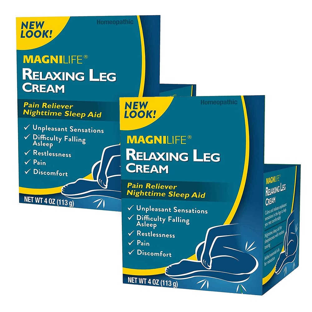 MagniLife Relaxing Leg Cream, Restless Legs, Deep Penetrating Topical for Pain, Naturally Soothe Cramping, Discomfort, and Tossing with Lavender and Magnesium - 2 Packs of 4oz