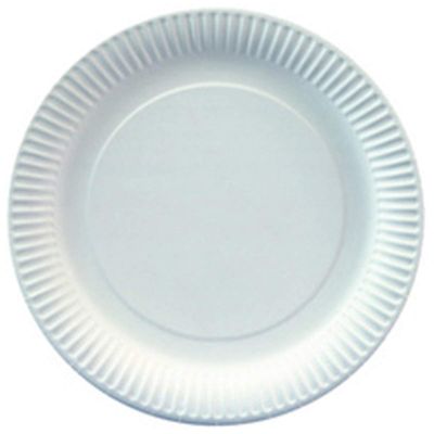 100% Fibre-based Cardboard Paper Plates Diameter 23 cm, Pack of 100 Pieces, White