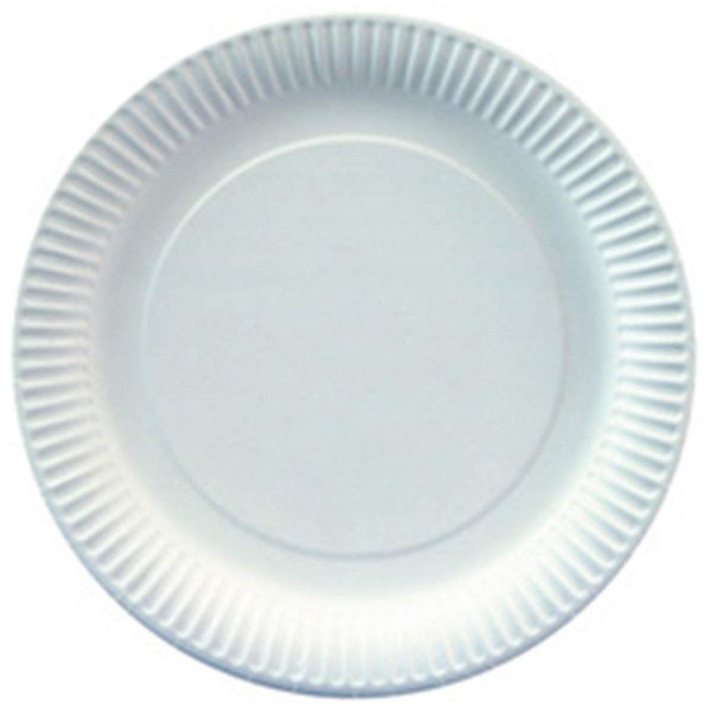 100% Fibre-based Cardboard Paper Plates Diameter 23 cm, Pack of 100 Pieces, White
