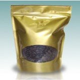 10 Versatile Stand Up Zip Pouch with Oval Window & Valve (Gold) 12 - 16oz