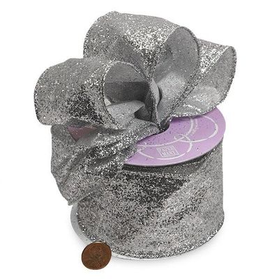 Silver Glitter Ribbon 2 1/2" X 10 Yards