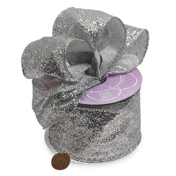 Silver Glitter Ribbon 2 1/2" X 10 Yards
