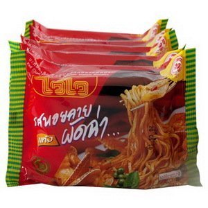 2 Packs Wai Wai Instant Noodles Pad Char Baby Clam 60g. Made in Thailand