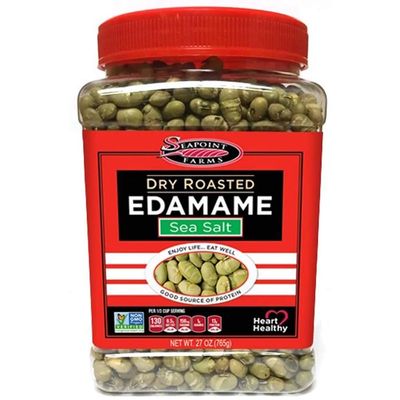 Seapoint Farms Dry Roasted Crunchy Edamame, Plant Based Snack, 14g Protein, 2 Ingredients, Vegan, Gluten Free, Kosher, Keto Friendly, Non-GMO, Healthy Snacking, Sea Salt, 27 oz Jar (Pack of 1)