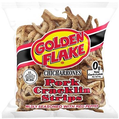 Golden Flake Pork Cracklins W/Red Pepper Seasoning 3.25 oz (Pack 4)