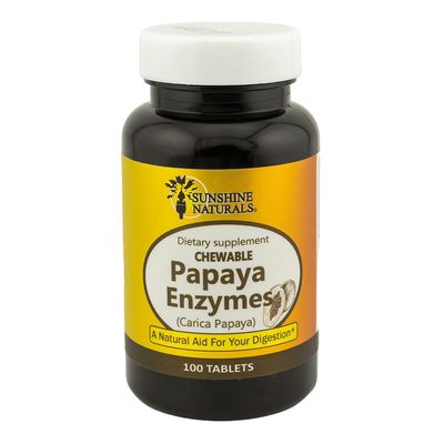 Sunshine Naturals Papaya Enzyme Chewable Digestive Health Supplement  100 Tablets  Natural Digestive Aid with Papain