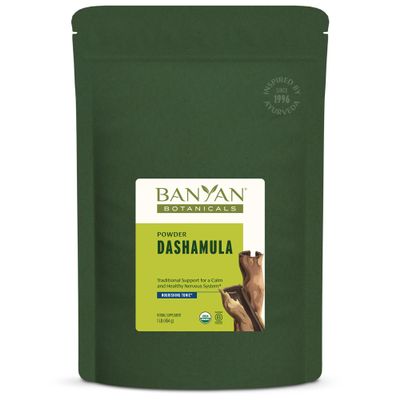 Banyan Botanicals Dashamula Powder  Calming Ayurvedic Formula  Organic Stress Supplement with Organic Gokshura Fruit & Bilva Fruit 1 lb  Certified Organic, Non-GMO, Vegan, Gluten Free