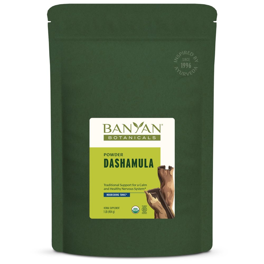 Banyan Botanicals Dashamula Powder  Calming Ayurvedic Formula  Organic Stress Supplement with Organic Gokshura Fruit & Bilva Fruit 1 lb  Certified Organic, Non-GMO, Vegan, Gluten Free