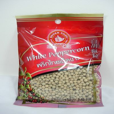 100g (3.53 oz.) 100% Natural Organic Selected Quality Thai White Peppercorn Hand Brand No.1 Cooking Baked Fried Grill