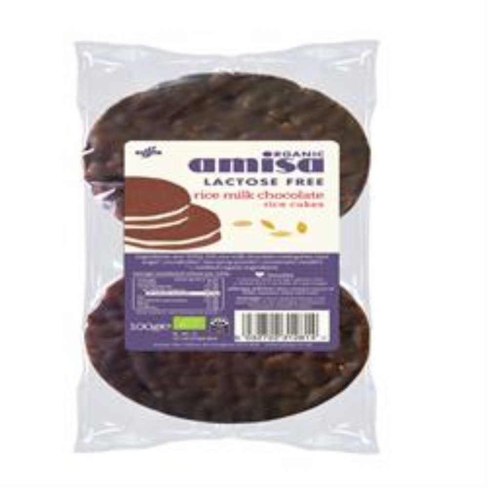 Amisa Organic Lactose Free Rice Milk Chocolate Coated Rice Cakes 100g