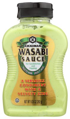 Kikkoman  Wasabi Sauce Great for Sandwiches & Dipping - All-Purpose Seasoning Spiciness Dishes Sushi, Sashimi  Sealed Packed Bottle - 9.25 oz (Pack of 1), Green