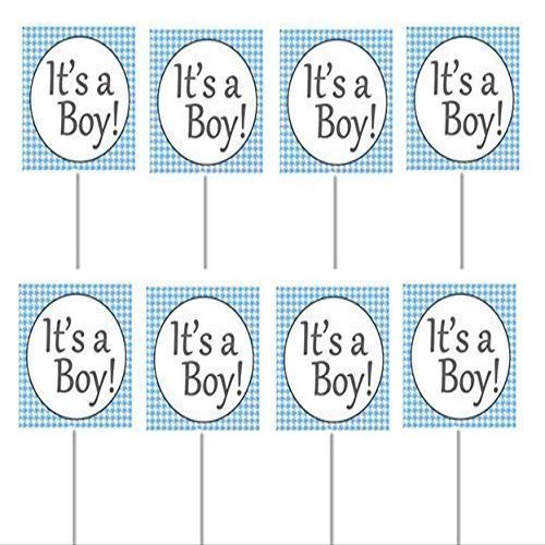 CakeSupplyShop Ck901y -12pack Its a Boy Houndstooth Baby Shower Cupcake Decoration Picks