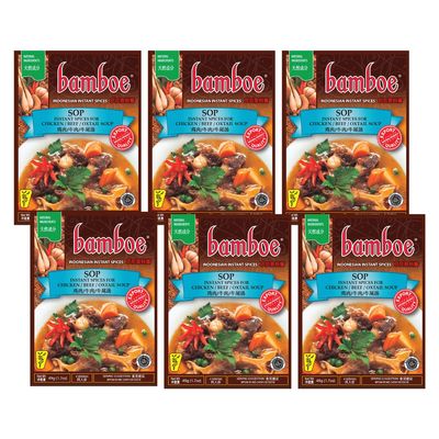 bamboe - SOP INSTANT SPICES FOR CHICKEN / BEEF / OXTAIL SOUP - 6 x 1.7 OZ / 49 g - Product of Indonesia