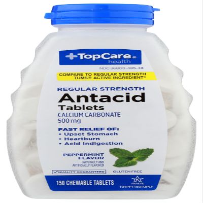 Topcare, 500Mg Calcium Regular Strength Peppermint Antacid, 150 Count