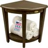 DecoTeak Snazzy Corner Waterproof Teak Wood Shower Bench Stool Seat Chair For Inside Shower Provides Safety, Storage, and Organization For Bathroom Accessories Brown view 1