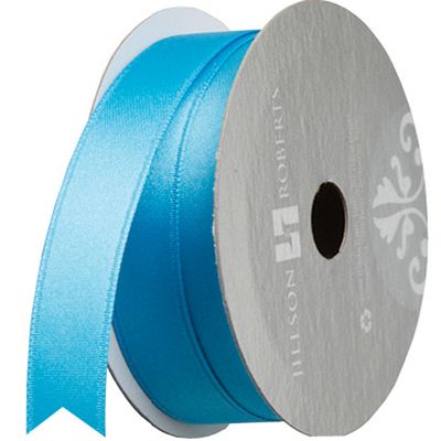 Jillson Roberts 5/8-Inch Double Faced Satin Ribbon Available in 21 Colors, Turquoise, 6 Spool-Count (FR0939)