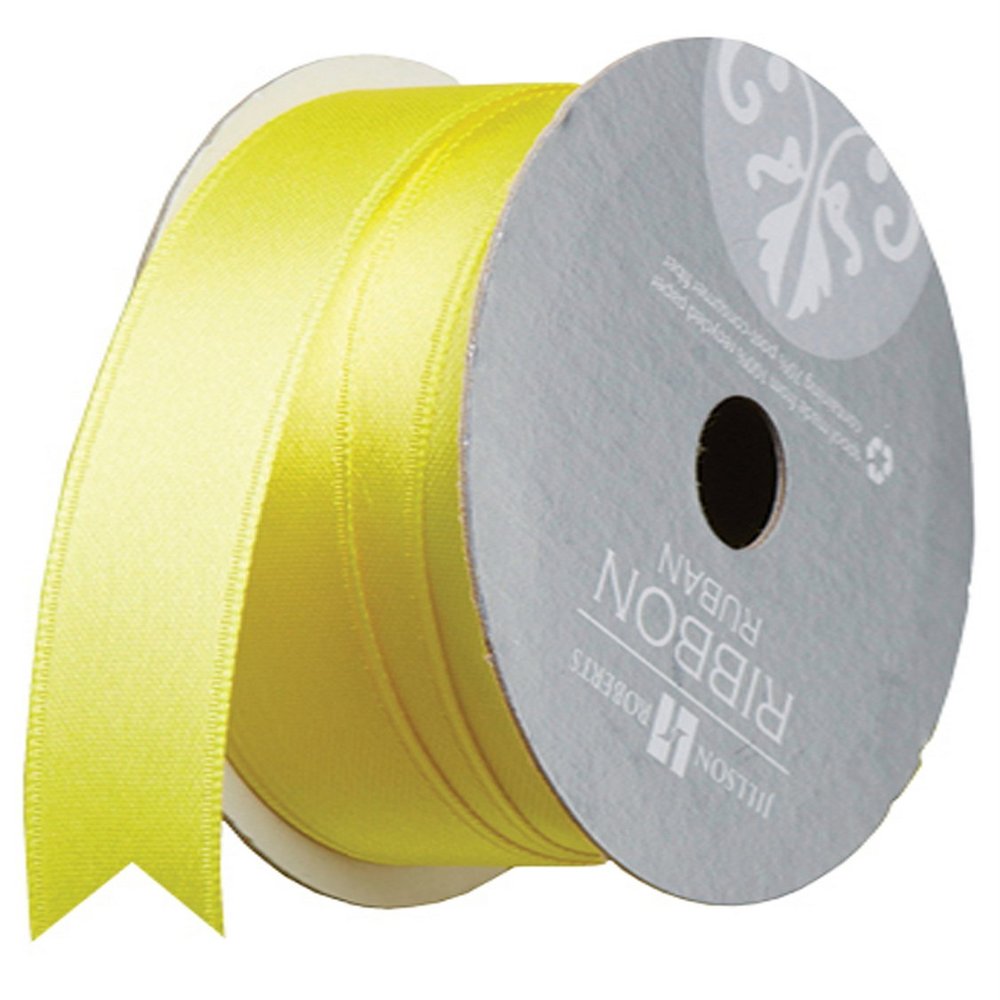Jillson Roberts 5/8-Inch Double Faced Satin Ribbon Available in 21 Colors, Yellow, 6 Spool-Count (FR0912)