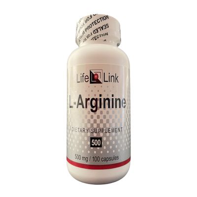LifeLink L-Arginine | 500 mg x 100 Capsules | Precursor to Nitric Oxide | Healthy Blood Flow, Heart Health | Gluten Free & Non-GMO | Made in The USA