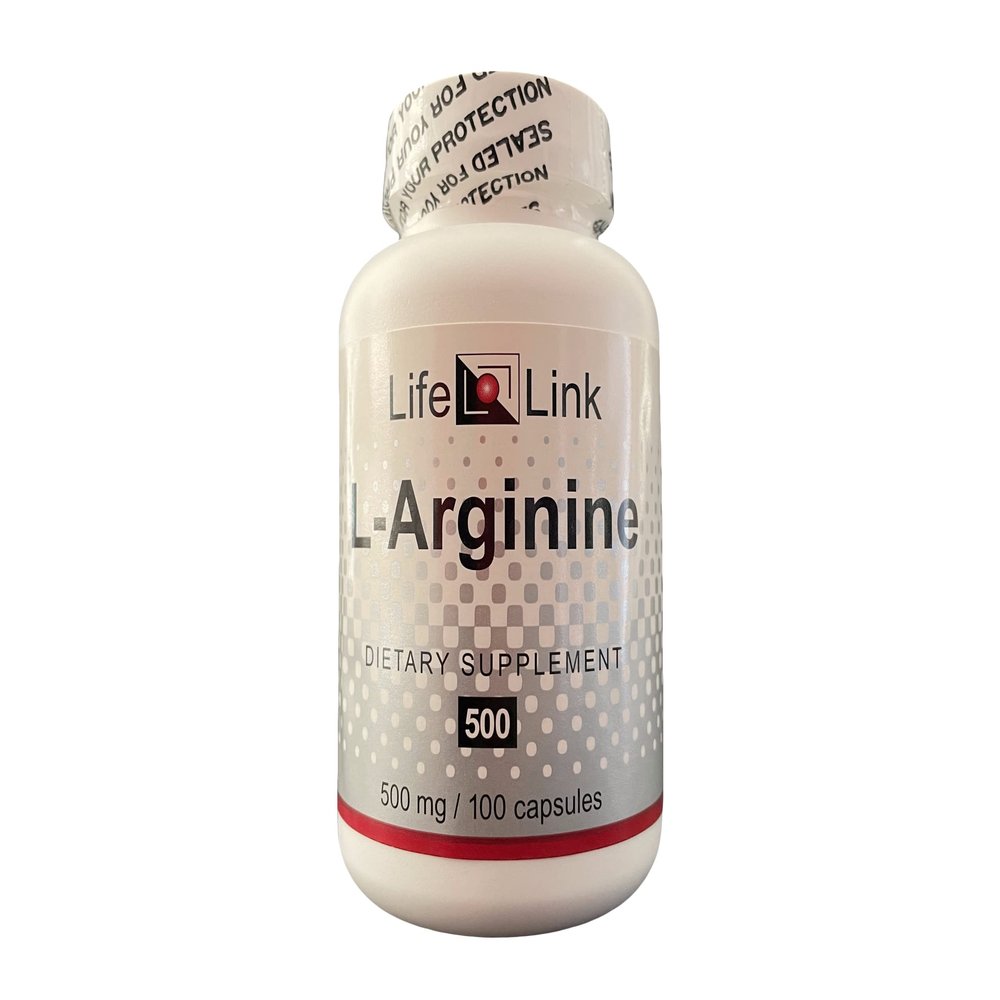 LifeLink L-Arginine | 500 mg x 100 Capsules | Precursor to Nitric Oxide | Healthy Blood Flow, Heart Health | Gluten Free & Non-GMO | Made in The USA