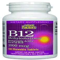 B12 Methylcobalamin, 90 Sublingual Tablets, 1000 mcg, From Natural Factors ( Multi-Pack)