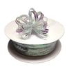 1/8" Iridescent Silver 50 Yards Organza Nylon Iridescent Center with String Pull up Ribbon Bow view 1