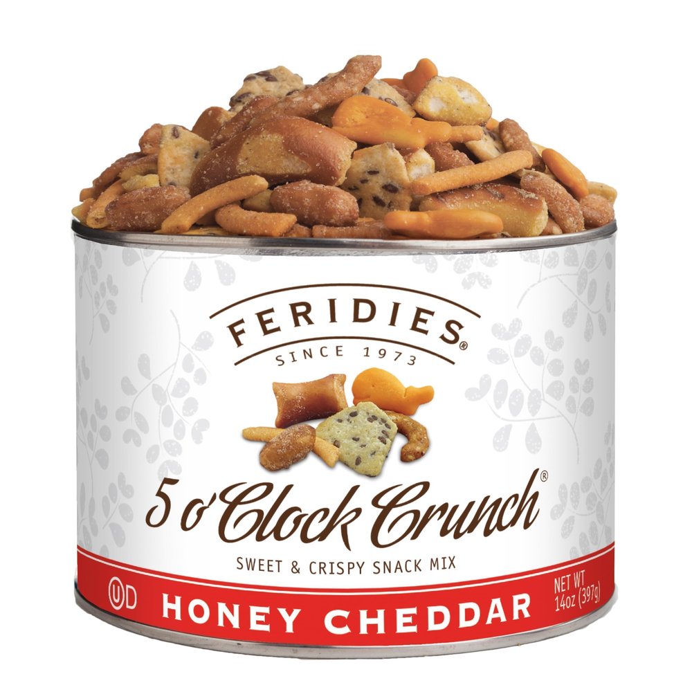 FERIDIES Five O'clock Crunch Honey Cheddar Snack Mix with Premium Virginia Peanuts, 14 Ounce (Pack of 1) Honey Cheddar Mix