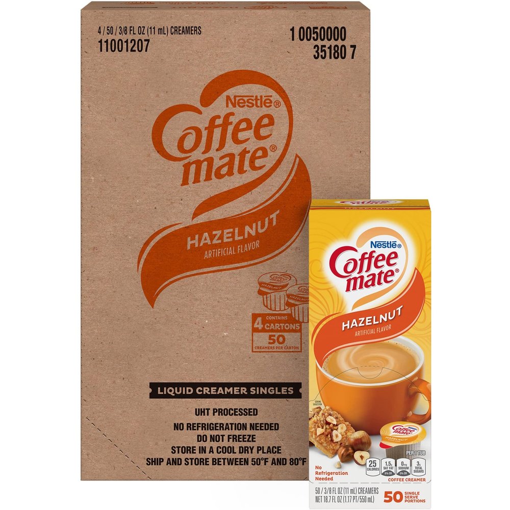 Coffee mate 35180CT Hazelnut Creamer, .375 oz., 200 Creamers/Carton