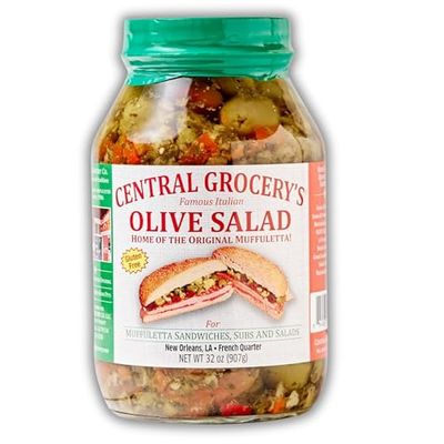 Central Grocery Olive Salad - 32 oz (Pack of 1) Perfect for Muffulettas, Sandwiches, Pizza Toppings, Pastas, Hot Dog Topper, Salads and More