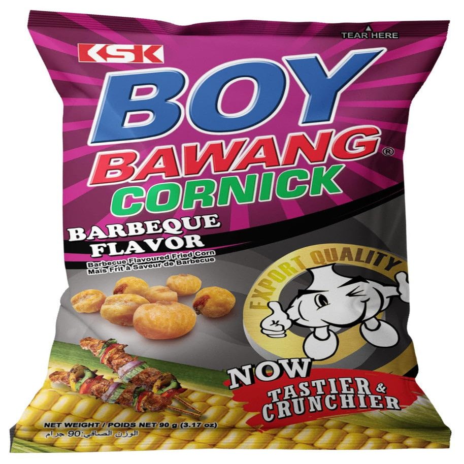 Boy Bawang Cornick Barbeque Flavored Fried Corn, 90g/3.17 oz. Bag (Imported from Canada)