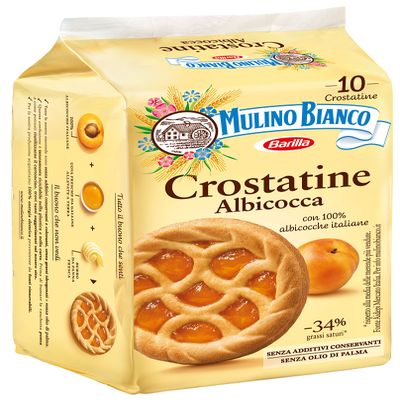 Mulino Bianco Crostatine con Confettura di Albicocca - Colazione e Snack Dolce per Merenda - 10 Crostatine