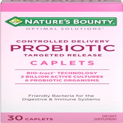 Nature's Bounty Probiotic, Controlled Delivery Dietary Supplement, Supports Digestive, Intestinal and Immune Health, 30 Caplets, 30 Total Servings
