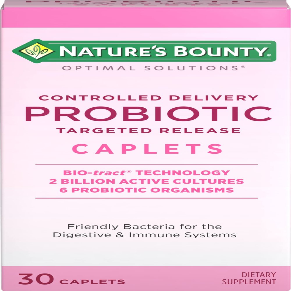 Nature's Bounty Probiotic, Controlled Delivery Dietary Supplement, Supports Digestive, Intestinal and Immune Health, 30 Caplets, 30 Total Servings