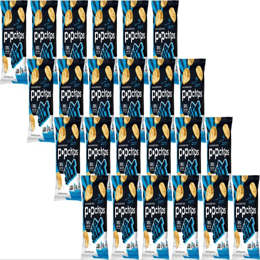 Popchips Potato Chips, Sea Salt Flavor, Snack Size Bags, 0.8oz (Pack of 24)