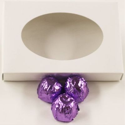 Scott's Cakes Milk Chocolate Chocolate Cream Filling Candies with Violet Foils in a 1 Pound White Gourmet Box